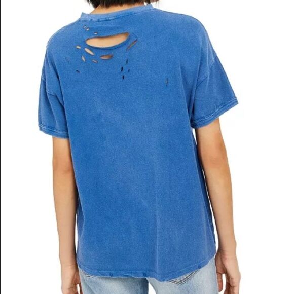 Free People Rubi Ripped T-Shirt Belle Blue Various Sizes - Picture 4 of 5